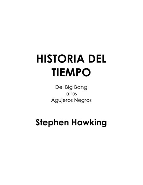 Historia Del Tiempo Stephen Hawking