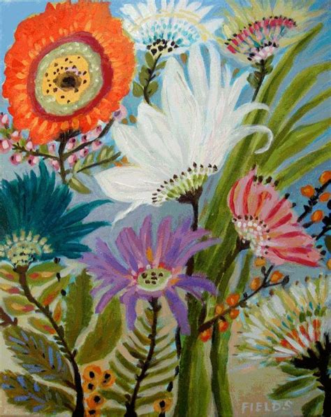 Whimsical Abstract Flowers Art Print By Karenfieldsgallery 2400