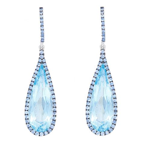 Beautiful Blue Topaz Blue Sapphire Gold Long Dangle Earrings At 1stdibs