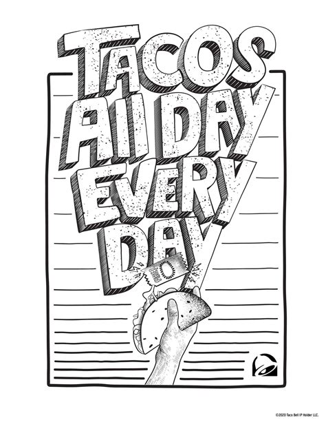 Free Printable Taco Coloring Pages It S Better To Show Their Talent