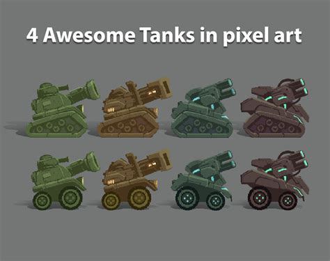 4 Pixel Art Tanks