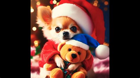 Merry Christmas ️ Cute Chihuahua Teddy Bear 🧸🎄snow ️ Chihuahua