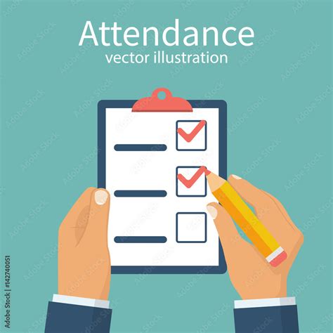 Attendance Concept Businessman Holding Checklist And Pencil