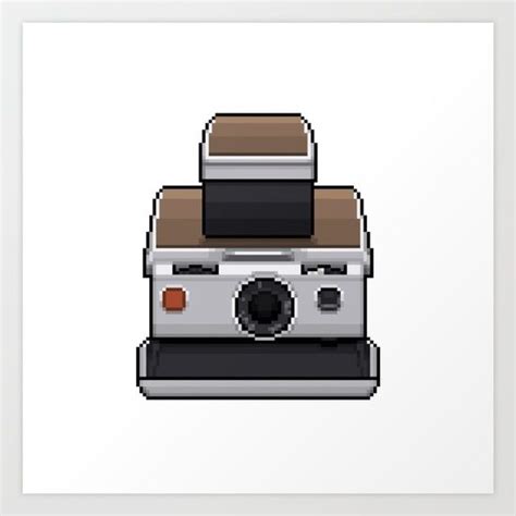 Polaroid Pixel Art Instant Camera Brown Art Print