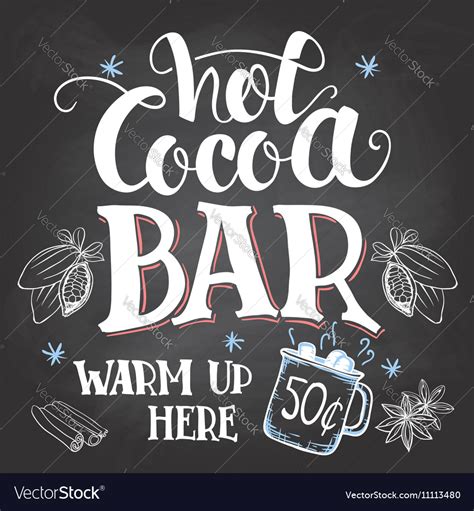 Hot Cocoa Bar Sign On Chalkboard Background Vector Image