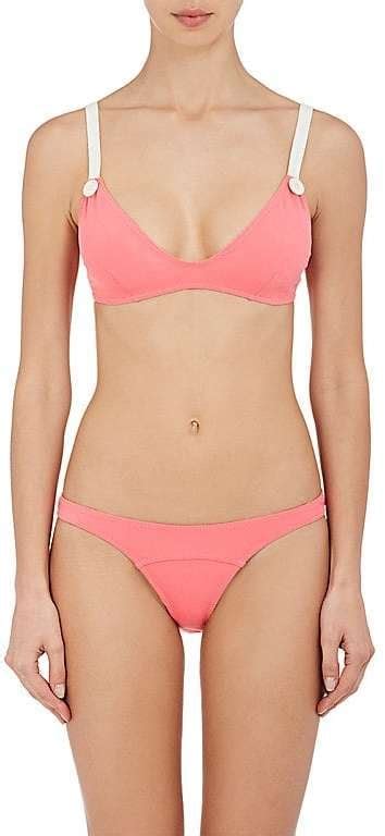 Lisa Marie Fernandez New Button Crepe Bikini Hailey Baldwin Pink Bikini Popsugar Fashion