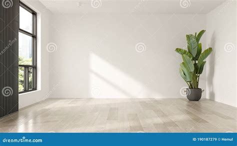 Interior Of Empty Modern Living Room 3d Rendering Stock Illustration
