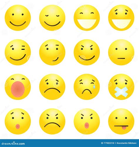 Vector Set Of 16 Yellow Emoticons Stock Vector Illustration Of Humor