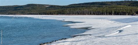 Panoramic Springtime View Of The Melting And Thawing Yukon River