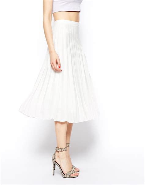 White Pleated Midi Skirt Dress Ala