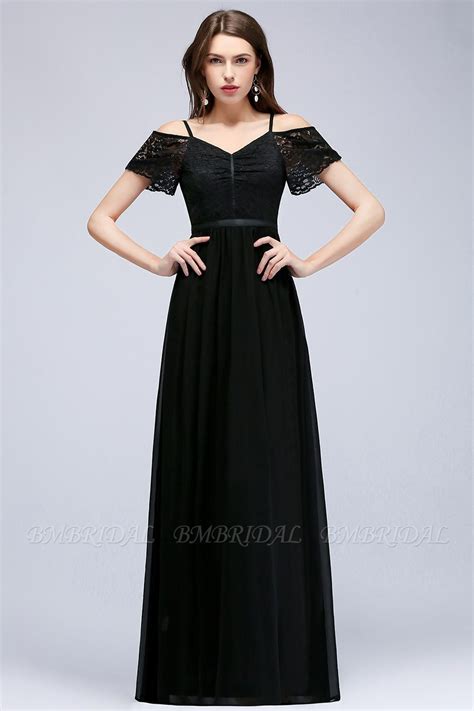 Bmbridal Affordable Off The Shoulder Black Lace Bridesmaid Dress Online