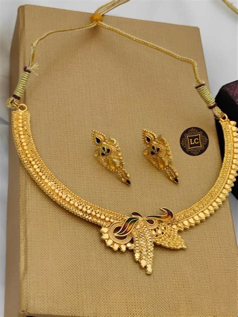Lc Jewelz Golden One Gram Gold Forming Jewellery Set Necklace And