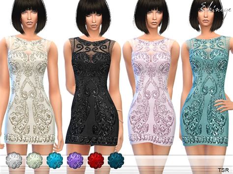 Sleeveless Embroidered Mini Dress 10 Different Colors Custom Mesh By