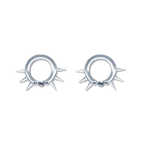 Pair Of Steel Captive Bead Hoop Ring Earrings W Cones Gauge Ebay