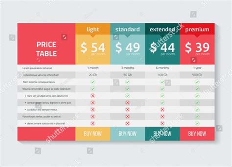 25 Price Table Templates Free And Premium Download