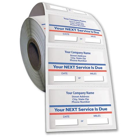 Jumbo Adhesive Service Sticker On A Roll Your Next Service Is Due