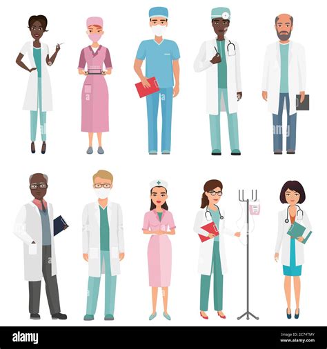 Doctors Nurses And Medical Staff Medical Team Concept In Cartoon Flat