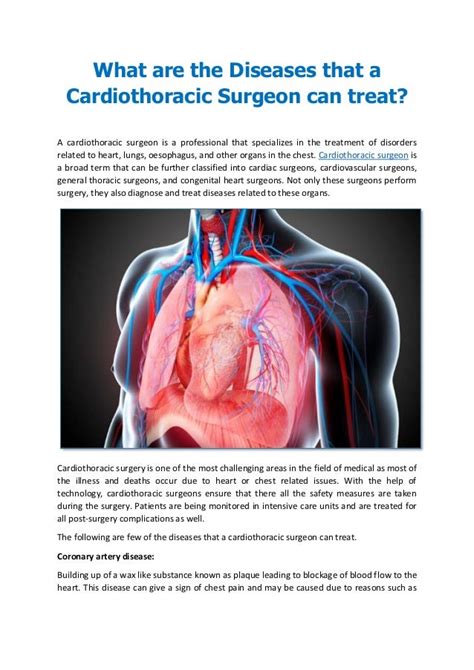 What Are The Diseases That A Cardiothoracic Surgeon Can Treat