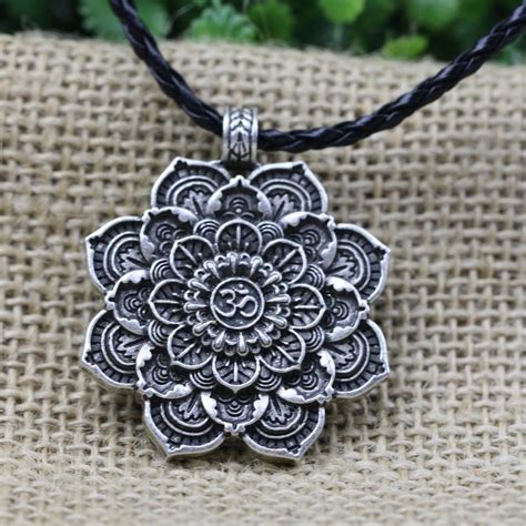 Antique Silver Om Lotus Blossom Mandala Necklace Project Yourself