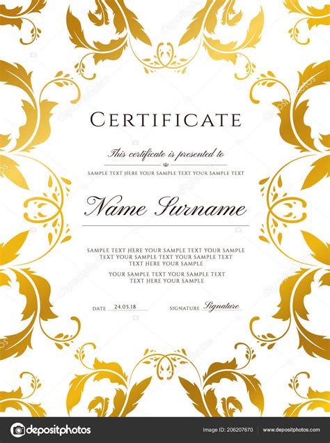 Plantilla Diploma Dorado Certificado De Plantilla De Diploma Con Vrogue