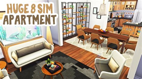 Huge 8 Sim Apartment The Sims 4 Apartment Speed Build Youtube