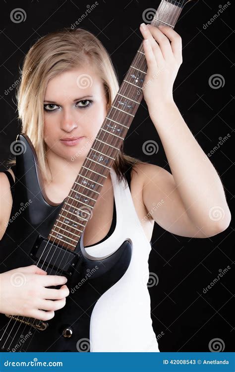 rock music girl musician playing on electric guitar stock image image of player string 42008543