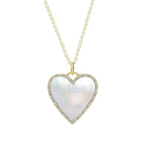 mother of pearl necklace heart pendant t for her 14k gold stonependant birthstone anniversary