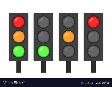 Set Traffic Lights Icon Red Green And Orange Vector Image