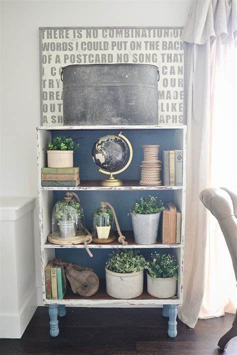 Bookshelf Makeover By Adding Legs And Painting With A Little Chalk