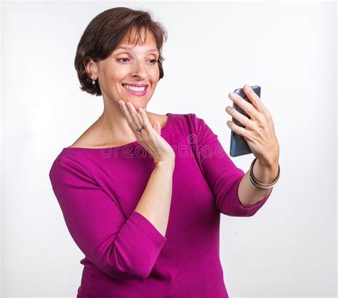 middle aged woman taking a selfie stock image image of class beautiful 170814845