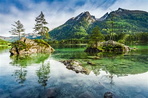 Sunrise At Hintersee Lake In Alps Germany Europe Stock Image Image