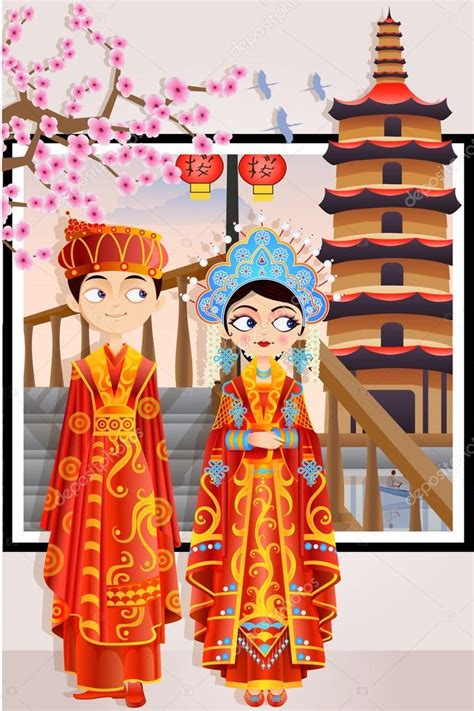chinese wedding couple — stock vector © snapgalleria 41663787