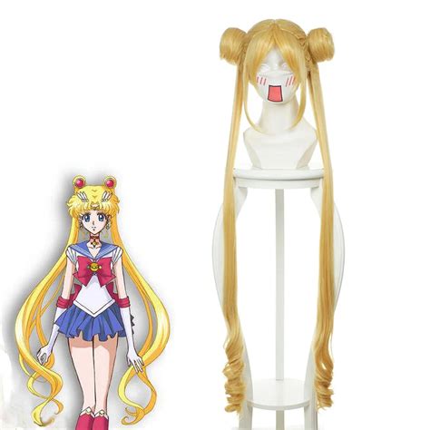 Sailor Moon Costume Cosplay Wigs Tsukino Usagi Long Blonde Wigs Heat