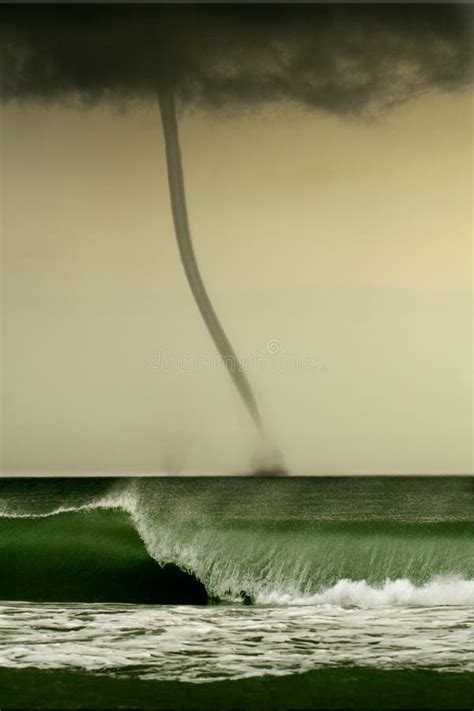 Bad Weather And Storm With The Wind On The Sea Tornado Over The Ocean