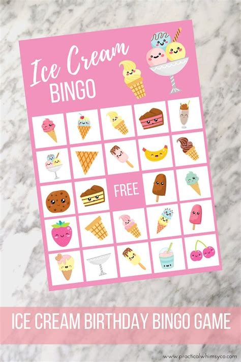 Printable Ice Cream Bingo Cards Sweet Treats Digital Etsy Birthday