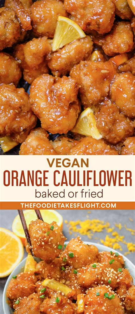 Glazed Orange Cauliflower Chicken Vegan Recipe The Foodie Takes