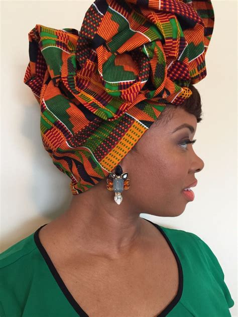 Traditional Kente Blue African Print Head Wrap Head Wraps Blue Head