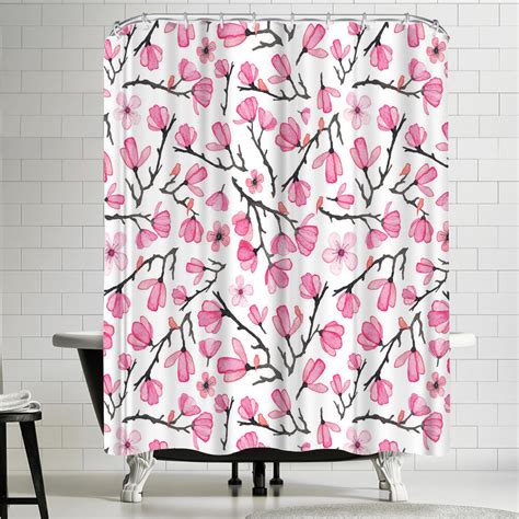 East Urban Home Elena Oneill Pink Cherry Blossom Single Shower Curtain