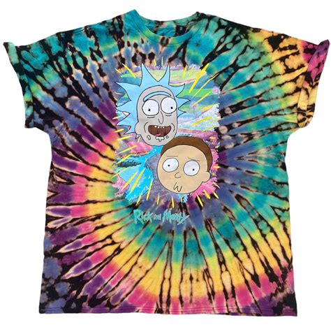Size Large Rick And Morty T Shirt Hand Reverse Tie Dye Etsy