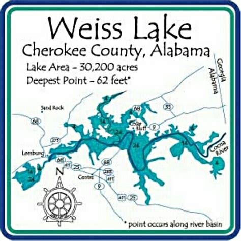 Weiss Lake Map Lake Map Weiss Lake Lakehouse Decor
