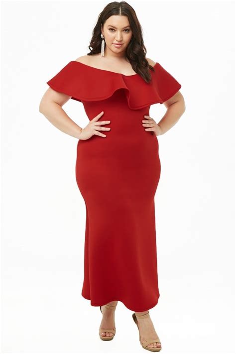 Red Flounce Dress Plus Size Maxi Dresses Maxi Knit Dress Dresses