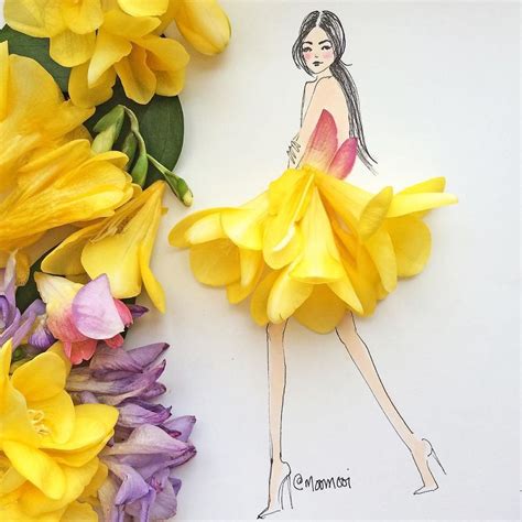 Des Dessins De Mode Avec Des Fleurs Et Des Végétaux Par Meredith Wing