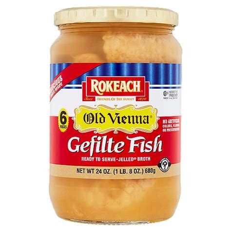 Rokeach Old Vienna Jelled Broth Gefilte Fish 6 Count 24 Oz