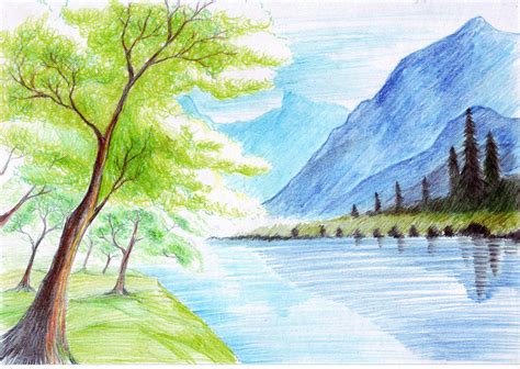 Color Pencil Drawings Landscape Landscape Drawings Drawing Scenery