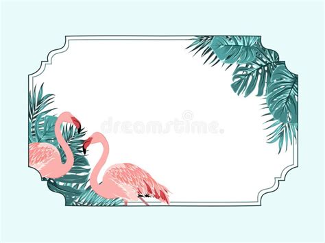 Exotic Flamingo Tropical Horizonal Border Frame Stock Vector