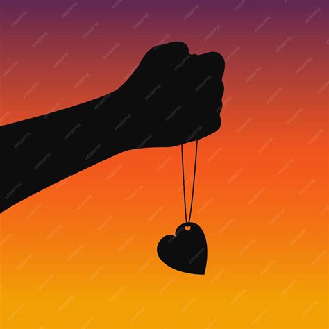 premium vector silhouette hand holding heart shape sunset background symbol valentine day love