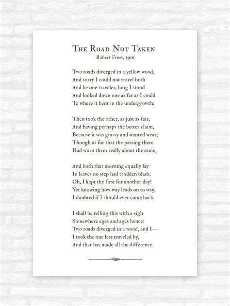 the road not taken framed poem wall art print robert frost poetry two roads diverged yellow wood