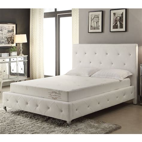 White Bonded Leather Platform Bed Queen Hsz 1 S