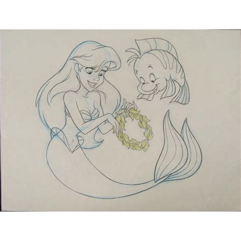 Original Disney Sketch Ariel And Flounder Original Disney Sketches