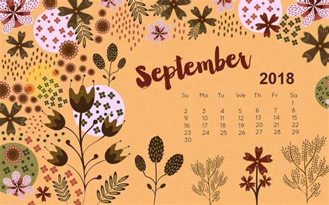 September 2018 Desktop Background Calendar Calendar Wallpaper Wall